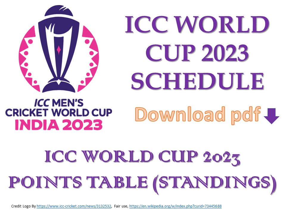 ICC WORLD CUP 2023 SCHEDULE (TIMETABLE)